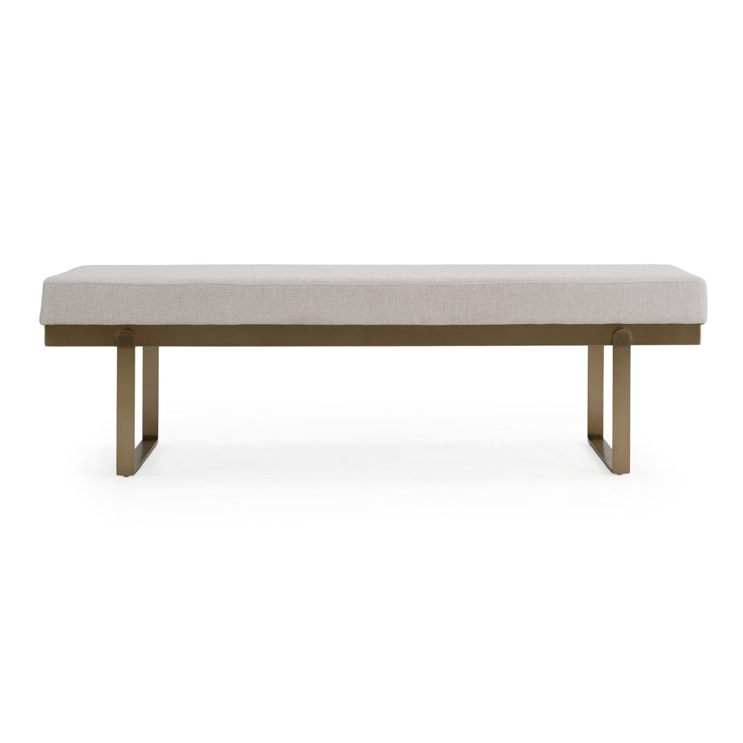 Tatum - Modern Off-White Fabric + Brass Dining Bench