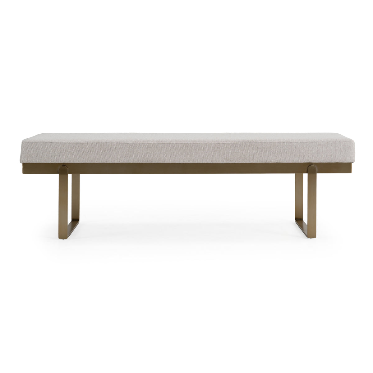 Tatum - Modern Off-White Fabric + Brass Dining Bench