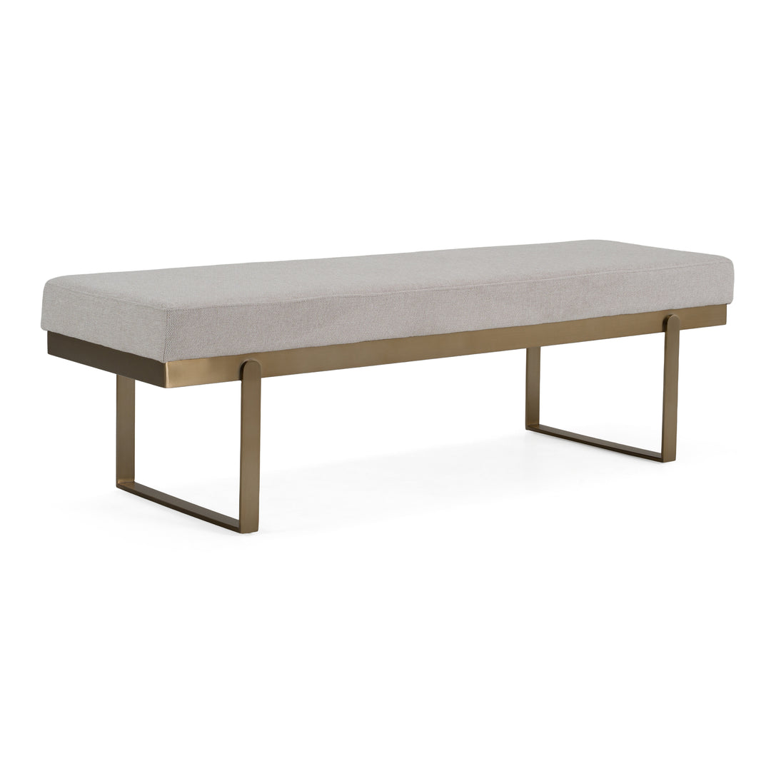 Tatum - Modern Off-White Fabric + Brass Dining Bench