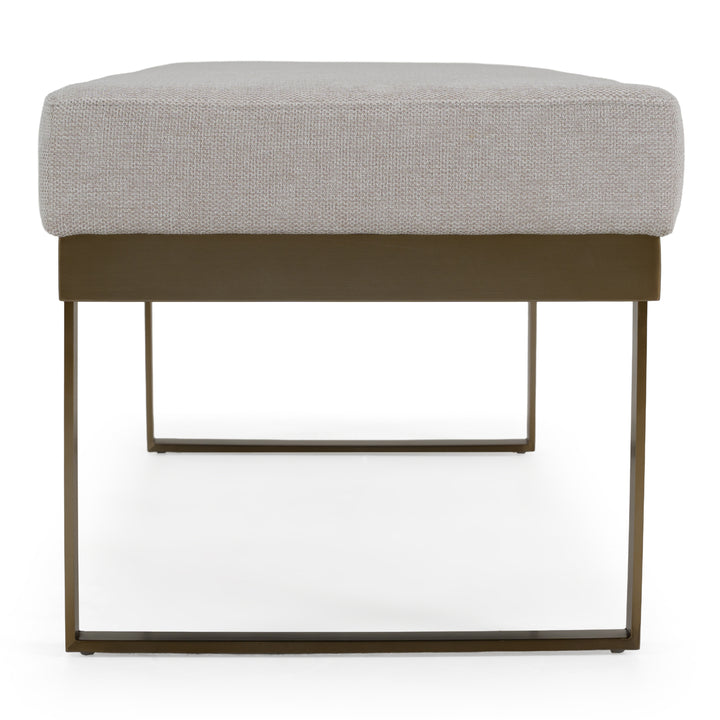 Tatum - Modern Off-White Fabric + Brass Dining Bench