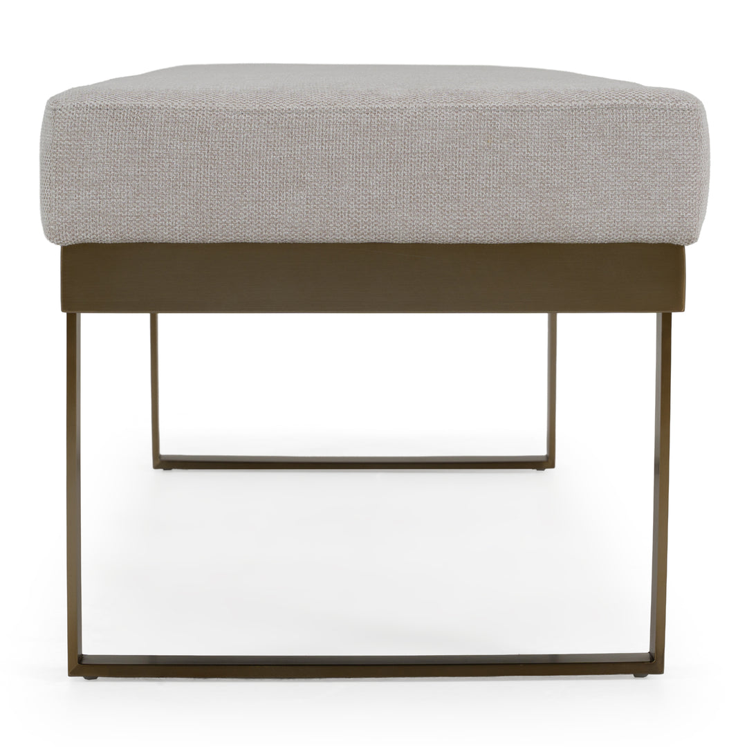 Tatum - Modern Off-White Fabric + Brass Dining Bench