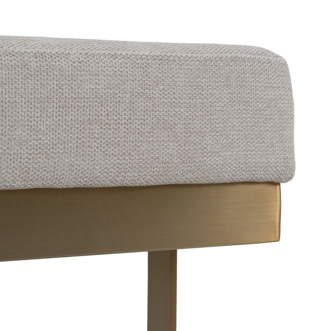 Tatum - Modern Off-White Fabric + Brass Dining Bench