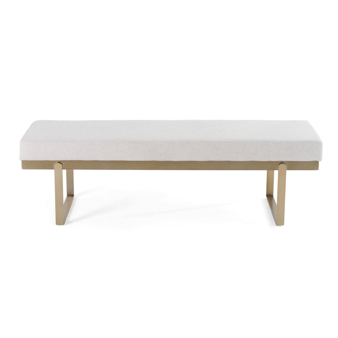 Tatum - Modern Off-White Fabric  Brass Dining Bench