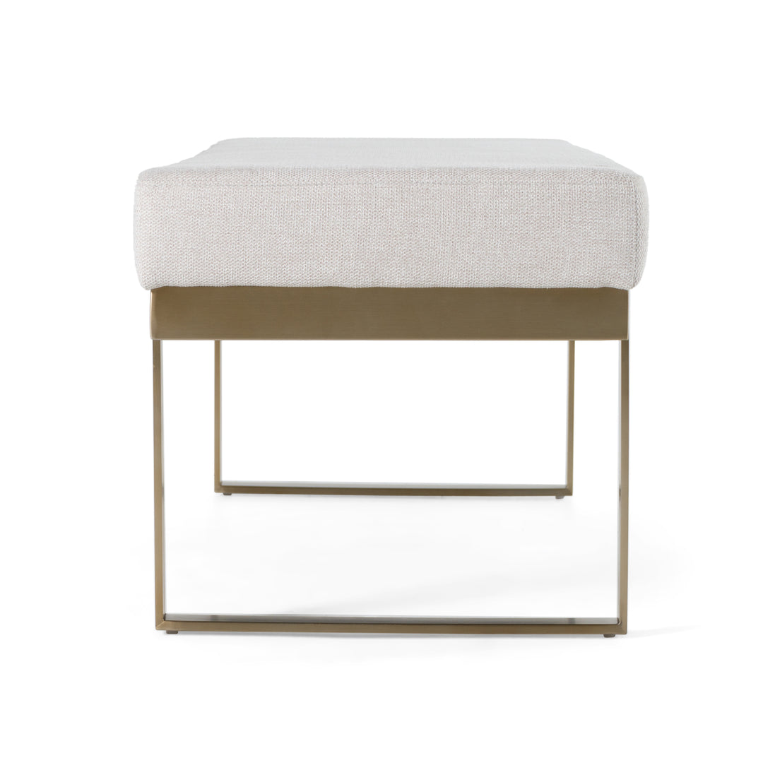 Tatum - Modern Off-White Fabric  Brass Dining Bench