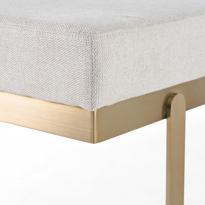 Tatum - Modern Off-White Fabric  Brass Dining Bench