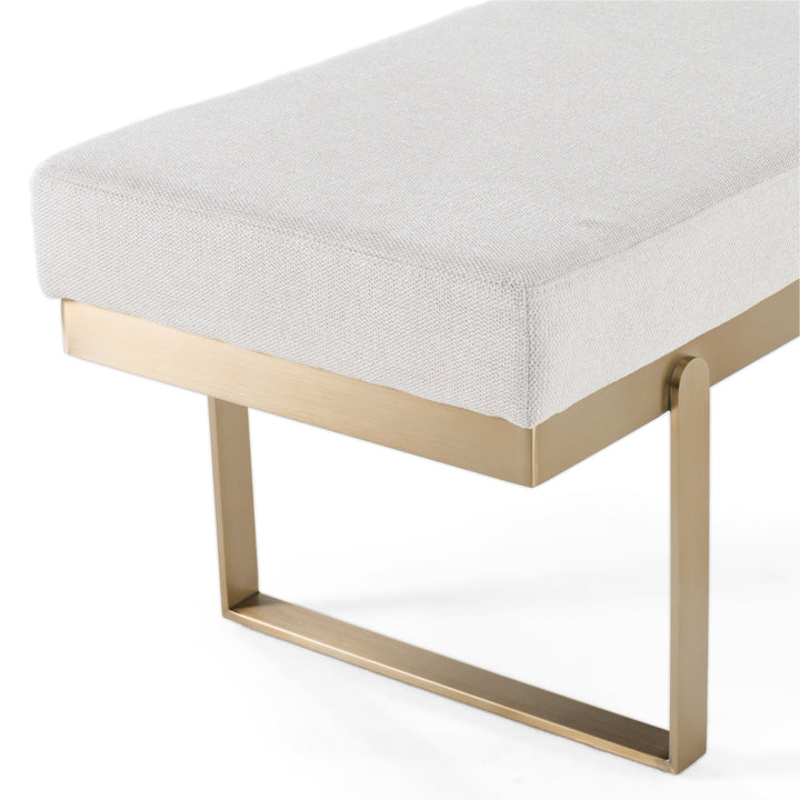 Tatum - Modern Off-White Fabric  Brass Dining Bench