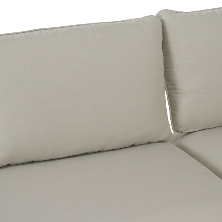 Tavira - Outdoor Off-White Fabric + Eucalyptus Sectional Sofa + Coffee Table Set