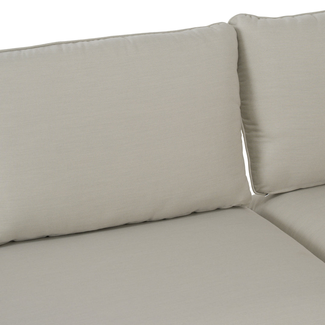 Tavira - Outdoor Off-White Fabric + Eucalyptus Sectional Sofa + Coffee Table Set