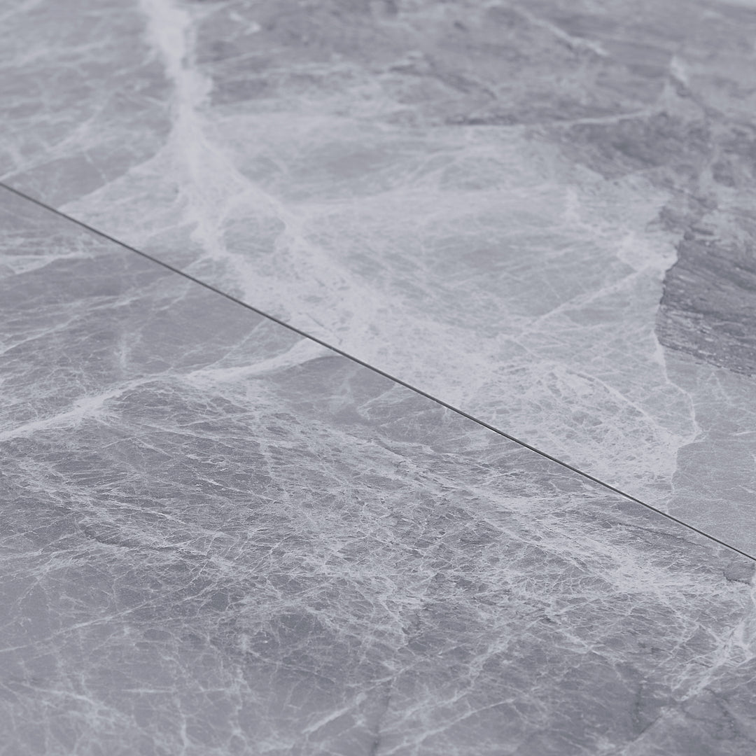 Modus Furniture Lelb60 Lucia Extendable Stone Top Metal Leg Dining Table In Piedra And Black