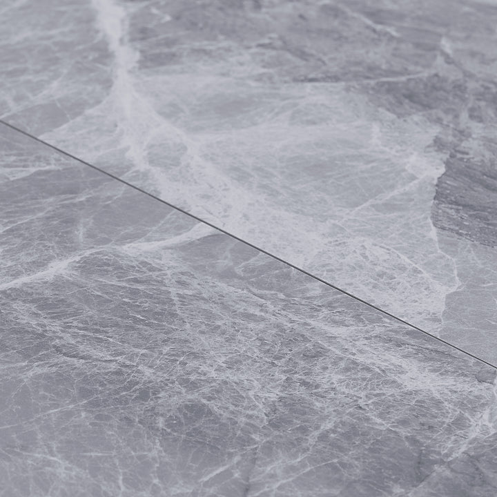 Modus Furniture Lelb60 Lucia Extendable Stone Top Metal Leg Dining Table In Piedra And Black