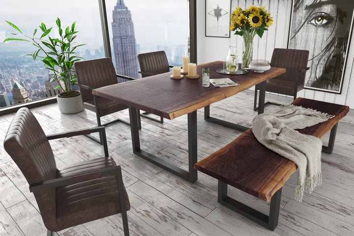 Taylor Modern Live Edge Wood Small 79" Dining Bench - View 2