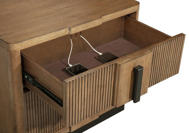 Terrace - 2 - Drawer Nightstand Bedside Table - Ash Brown Accent Nightstand modern furniture Contempo Furniture