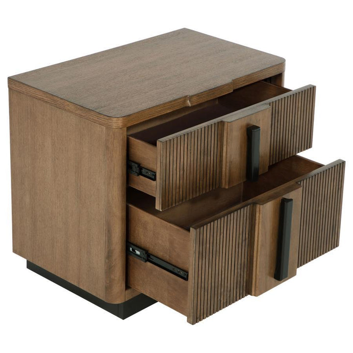 Terrace - 2 - Drawer Nightstand Bedside Table - Ash Brown Accent Nightstand modern furniture Contempo Furniture