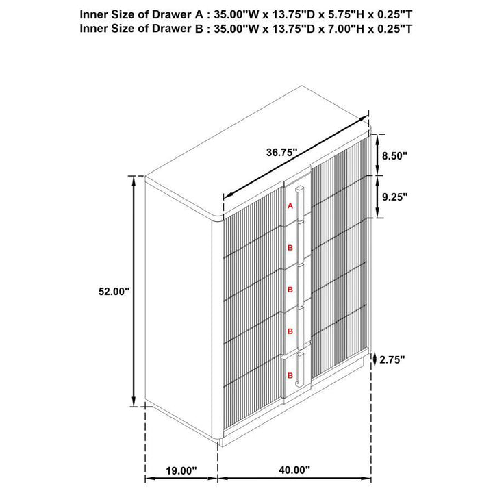 Terrace - 5 - Drawer Chest Of Drawers - Ash Brown Accent Chest modern furniture Contempo Furniture