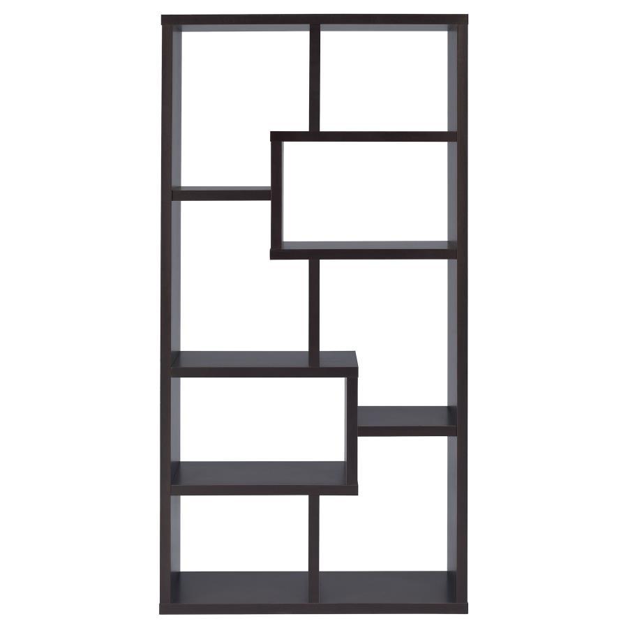 Theo - 7 - Shelf Bookshelf - Cappuccino Standard Bookcase modern furniture Contempo Furniture