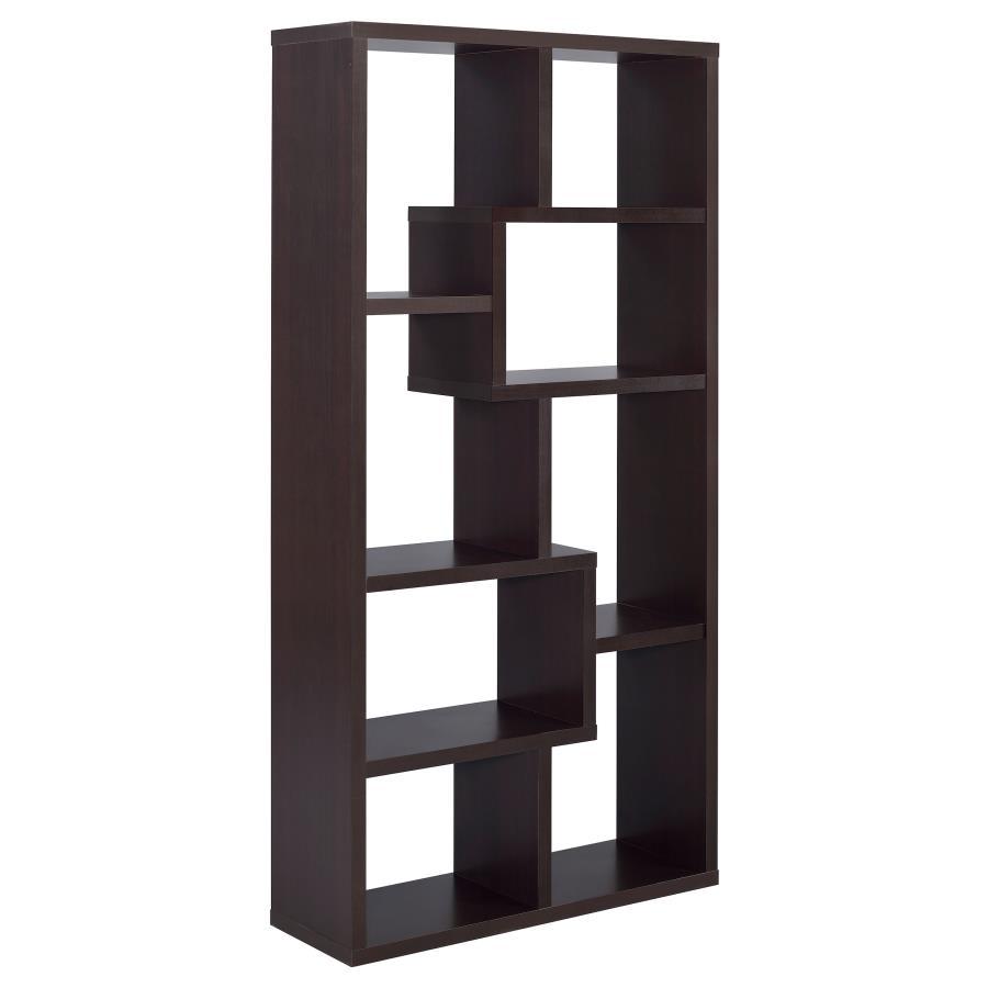 Theo - 7 - Shelf Bookshelf - Cappuccino Standard Bookcase modern furniture Contempo Furniture