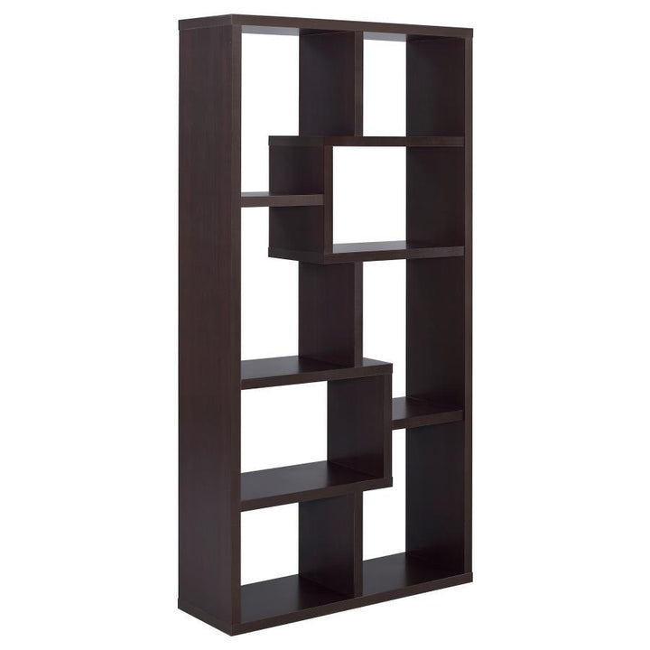 Theo - 7 - Shelf Bookshelf - Cappuccino Standard Bookcase modern furniture Contempo Furniture
