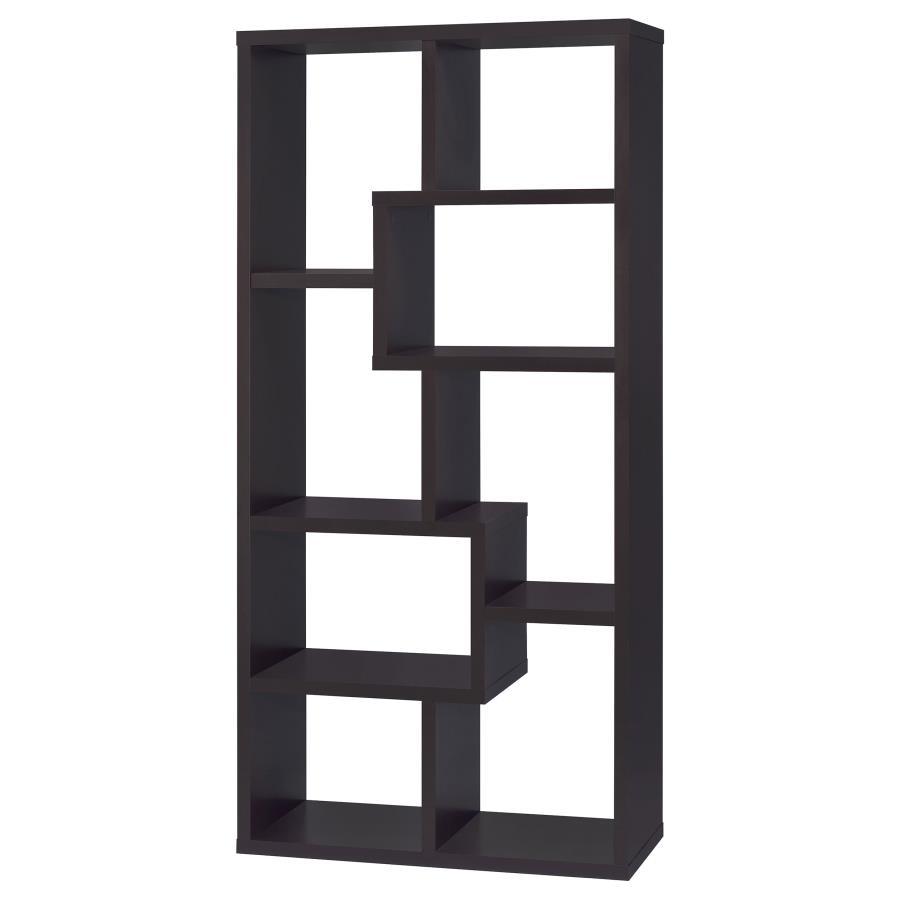 Theo - 7 - Shelf Bookshelf - Cappuccino Standard Bookcase modern furniture Contempo Furniture
