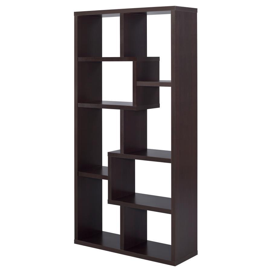 Theo - 7 - Shelf Bookshelf - Cappuccino Standard Bookcase modern furniture Contempo Furniture