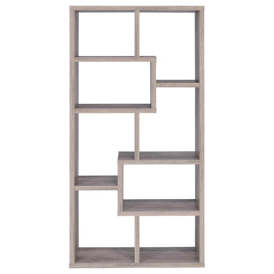 Theo - 7 - Shelf Bookshelf - Gray Driftwood Standard Bookcase modern furniture Contempo Furniture