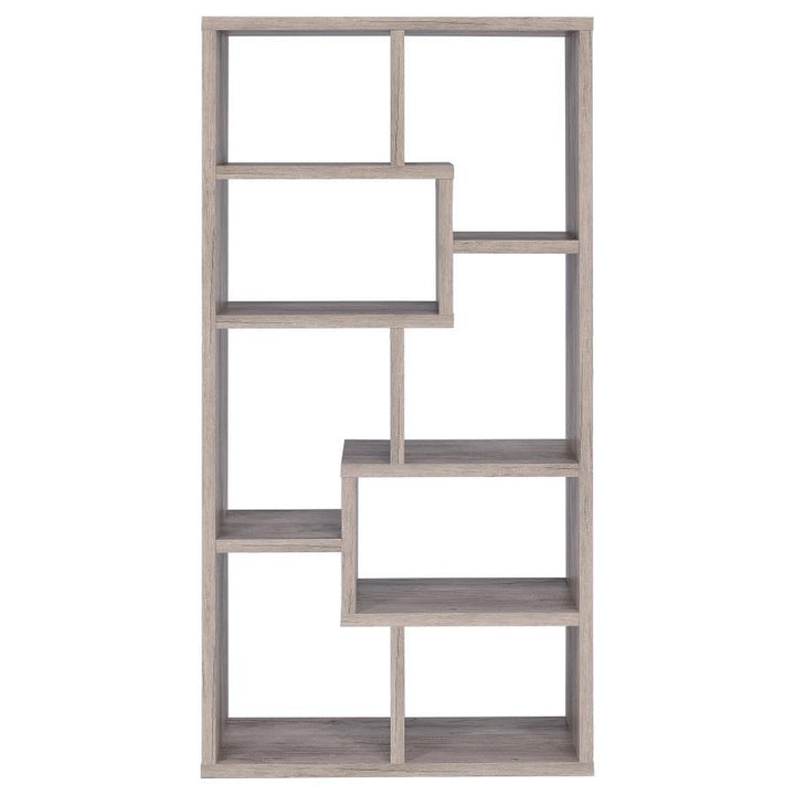 Theo - 7 - Shelf Bookshelf - Gray Driftwood Standard Bookcase modern furniture Contempo Furniture
