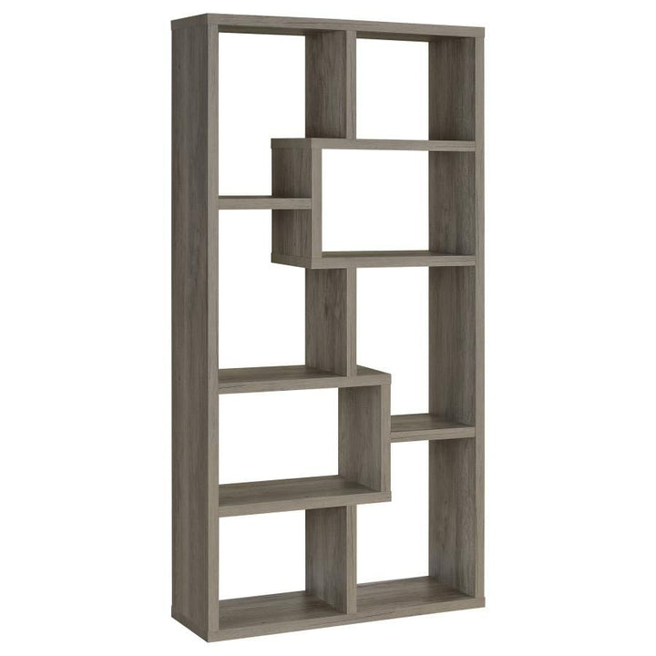 Theo - 7 - Shelf Bookshelf - Gray Driftwood Standard Bookcase modern furniture Contempo Furniture