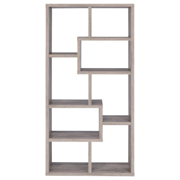Theo - 7 - Shelf Bookshelf - Gray Driftwood Standard Bookcase modern furniture Contempo Furniture