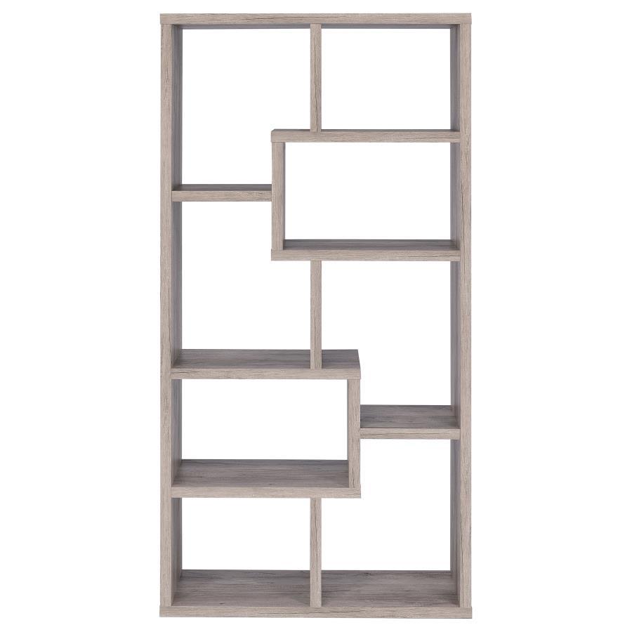 Theo - 7 - Shelf Bookshelf - Gray Driftwood Standard Bookcase modern furniture Contempo Furniture