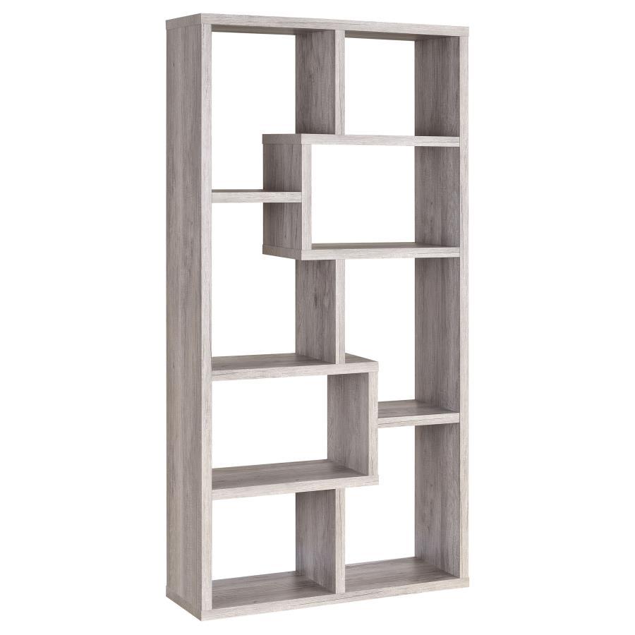 Theo - 7 - Shelf Bookshelf - Gray Driftwood Standard Bookcase modern furniture Contempo Furniture
