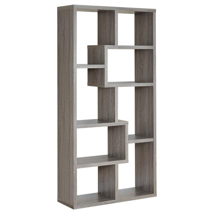 Theo - 7 - Shelf Bookshelf - Weathered Gray Standard Bookcase modern furniture Contempo Furniture