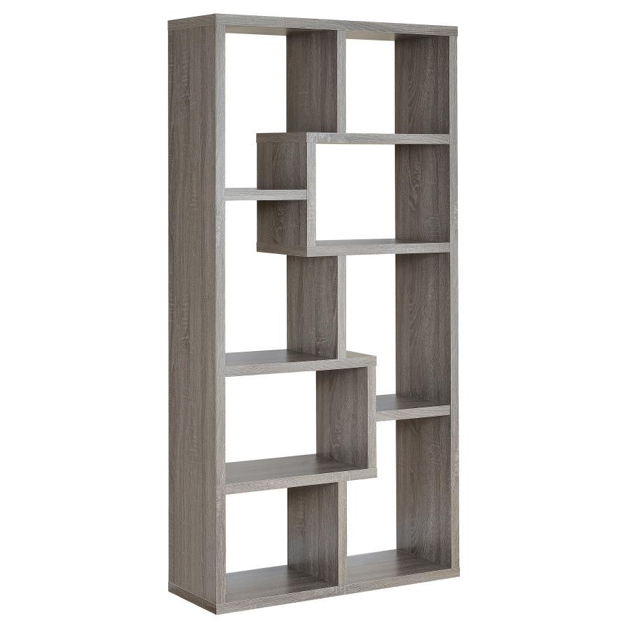 Theo - 7 - Shelf Bookshelf - Weathered Gray Standard Bookcase modern furniture Contempo Furniture