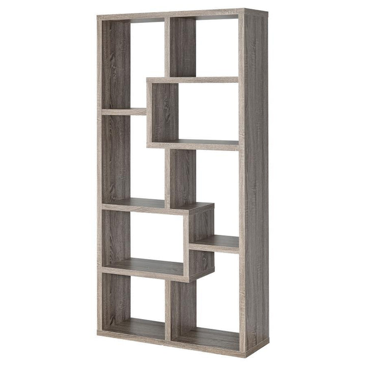 Theo - 7 - Shelf Bookshelf - Weathered Gray Standard Bookcase modern furniture Contempo Furniture
