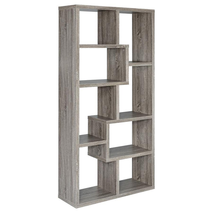 Theo - 7 - Shelf Bookshelf - Weathered Gray Standard Bookcase modern furniture Contempo Furniture
