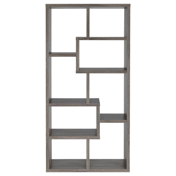 Theo - 7 - Shelf Bookshelf - Weathered Gray Standard Bookcase modern furniture Contempo Furniture