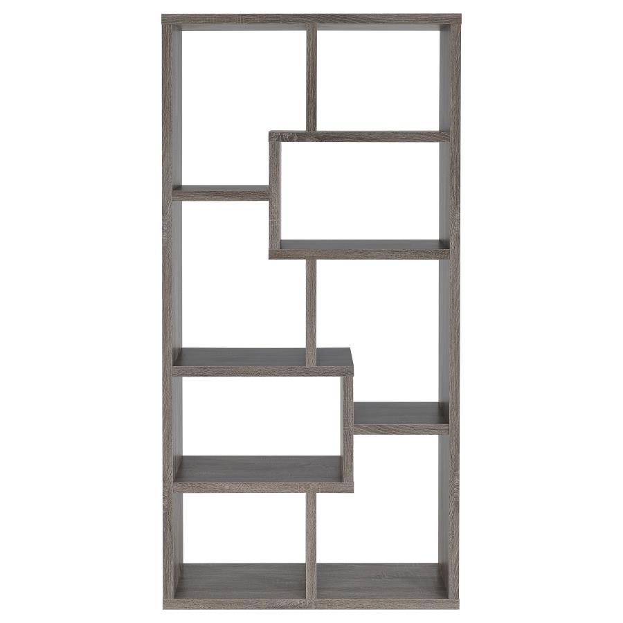 Theo - 7 - Shelf Bookshelf - Weathered Gray Standard Bookcase modern furniture Contempo Furniture