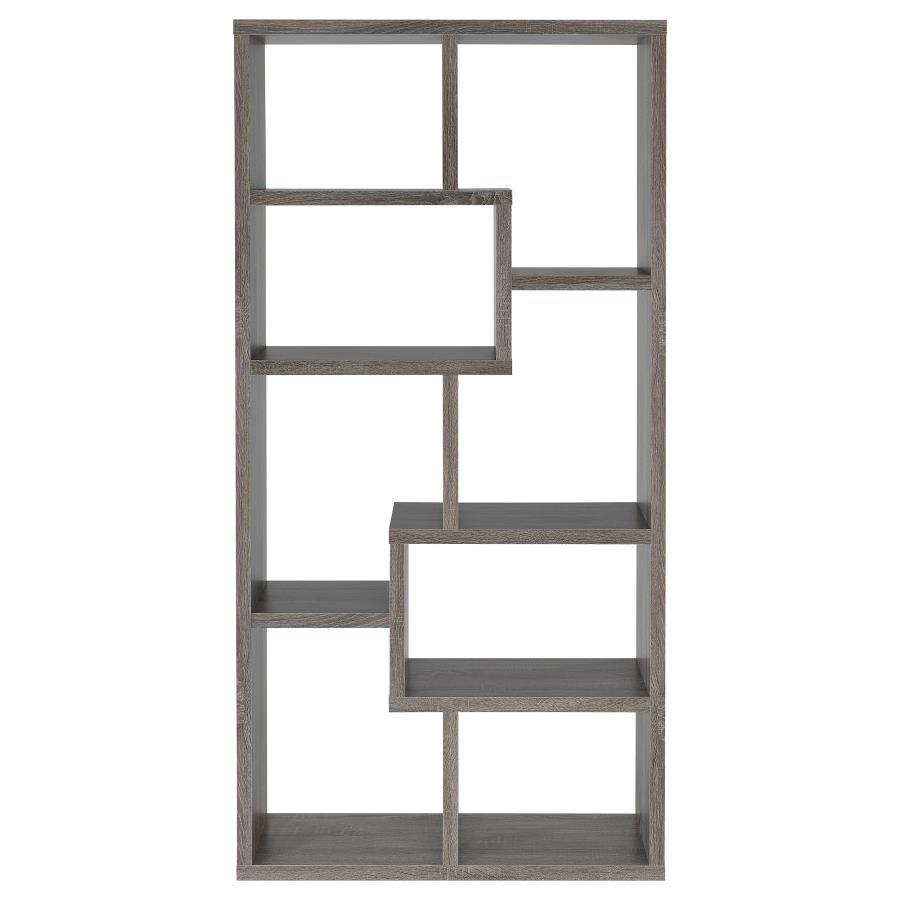 Theo - 7 - Shelf Bookshelf - Weathered Gray Standard Bookcase modern furniture Contempo Furniture