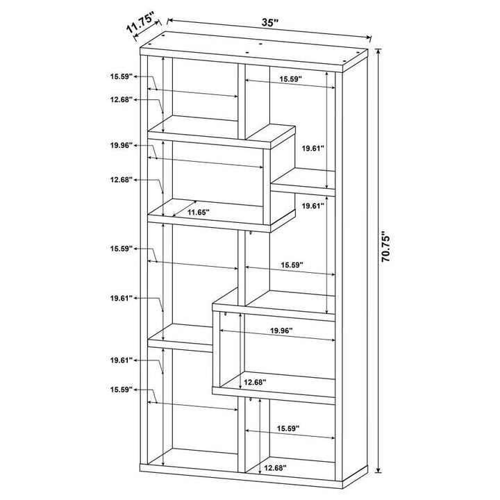 Theo - 7 - Shelf Bookshelf - Weathered Gray Standard Bookcase modern furniture Contempo Furniture