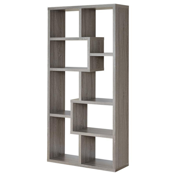 Theo - 7 - Shelf Bookshelf - Weathered Gray Standard Bookcase modern furniture Contempo Furniture