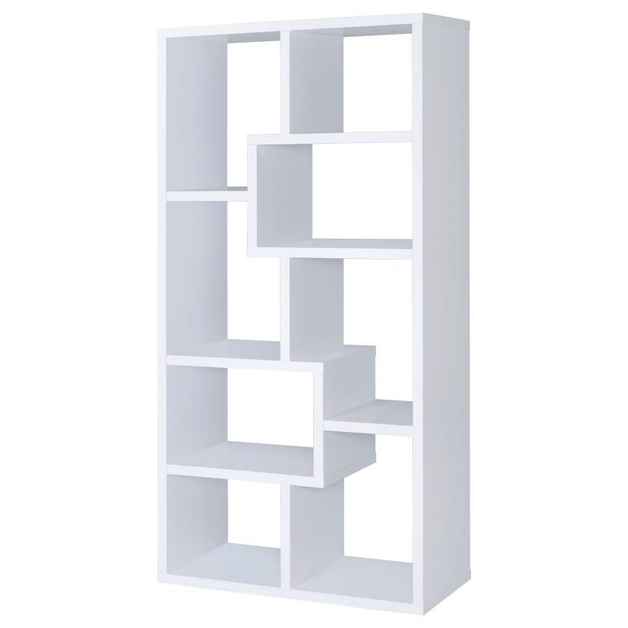 Theo - 7 - Shelf Bookshelf - White Standard Bookcase modern furniture Contempo Furniture