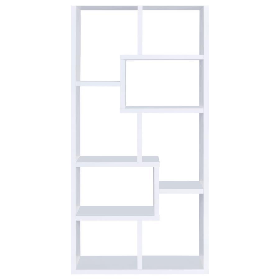 Theo - 7 - Shelf Bookshelf - White Standard Bookcase modern furniture Contempo Furniture