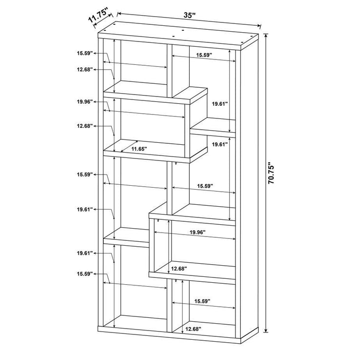 Theo - 7 - Shelf Bookshelf - White Standard Bookcase modern furniture Contempo Furniture