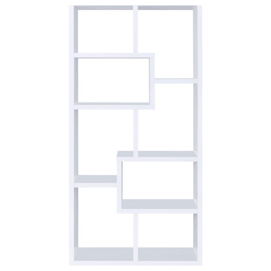 Theo - 7 - Shelf Bookshelf - White Standard Bookcase modern furniture Contempo Furniture
