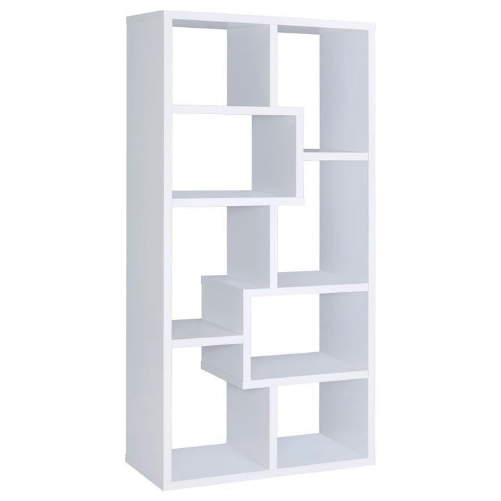 Theo - 7 - Shelf Bookshelf - White Standard Bookcase modern furniture Contempo Furniture