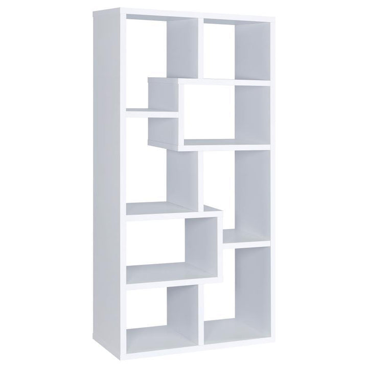 Theo - 7 - Shelf Bookshelf - White Standard Bookcase modern furniture Contempo Furniture