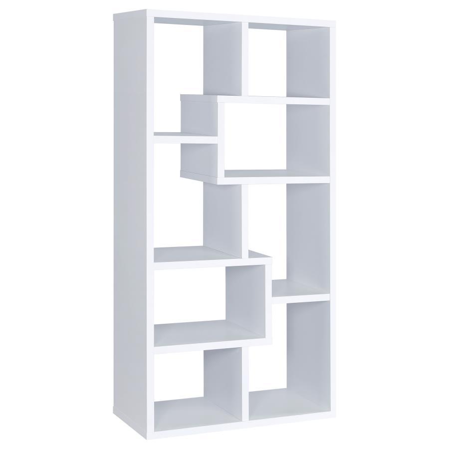 Theo - 7 - Shelf Bookshelf - White Standard Bookcase modern furniture Contempo Furniture