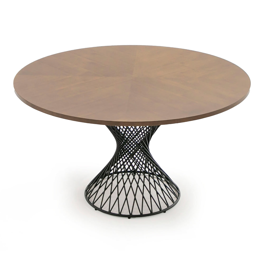 Theresa Modern Round Walnut & Black Table - View 8