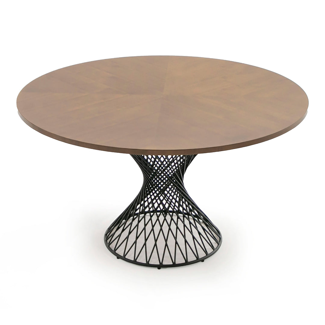 Theresa Modern Round Walnut & Black Table