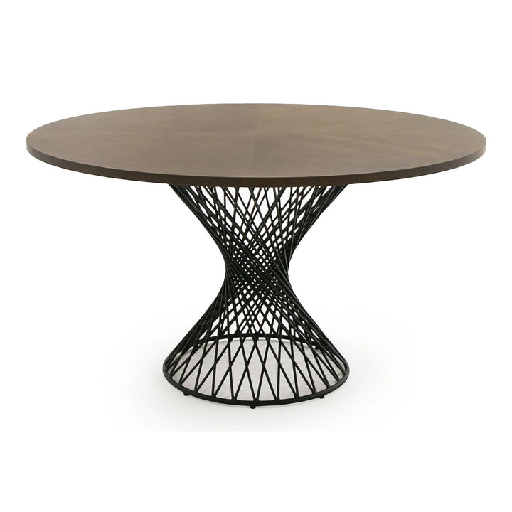 Theresa Modern Round Walnut &amp; Black Table