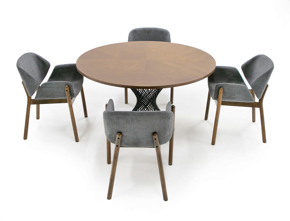 Theresa Modern Round Walnut & Black Table - View 3