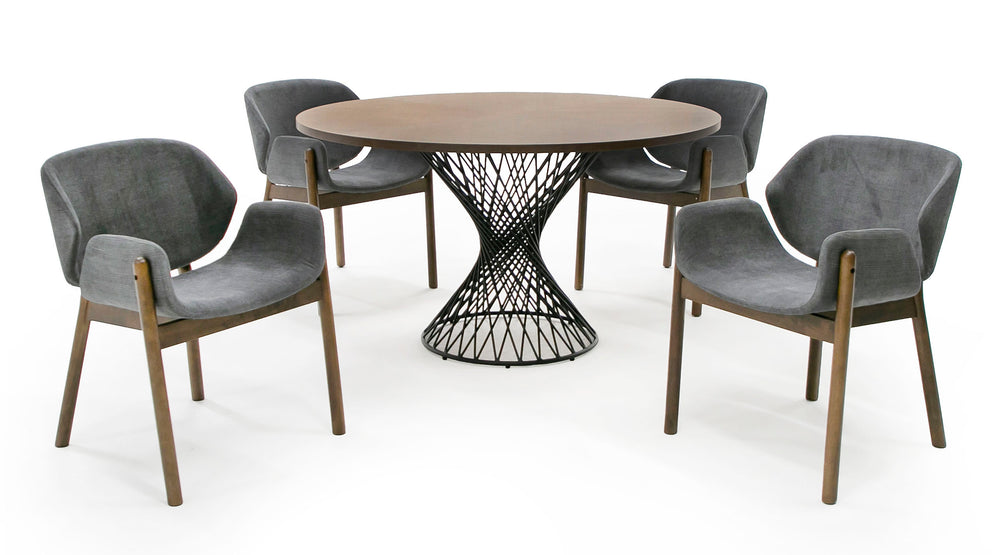 Theresa Modern Round Walnut & Black Table - View 4